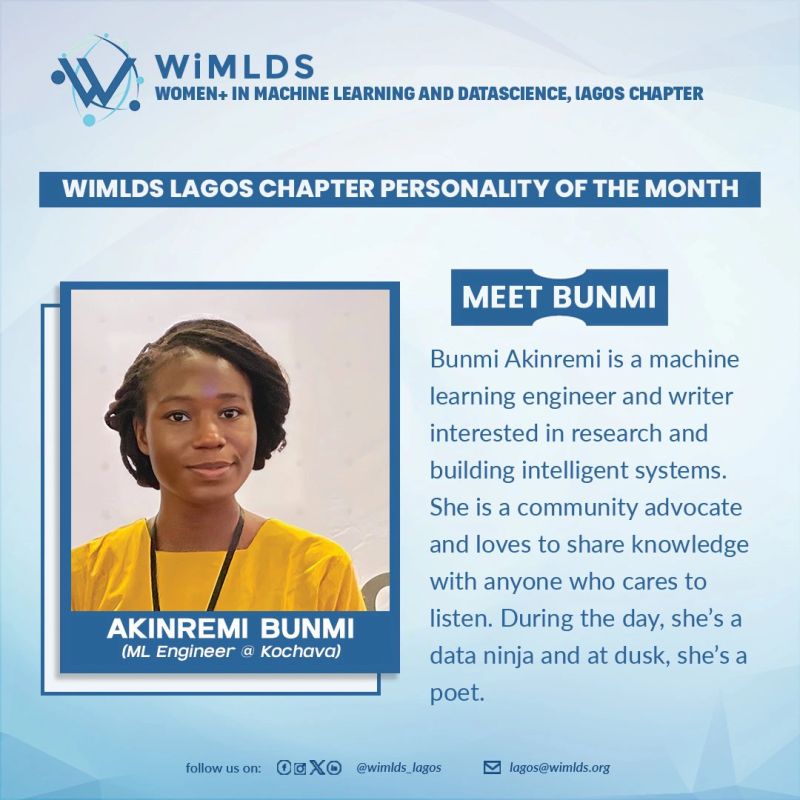 WiMLDS Lagos personality of the month graphic